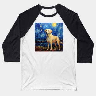 Yellow Anatolian Shepherd Dog painted in Starry Night style Baseball T-Shirt